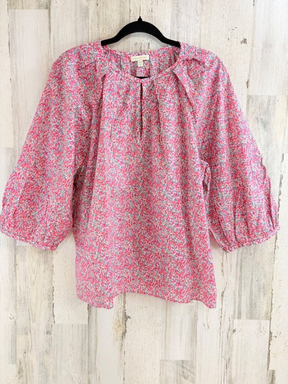 Ann Mashburn Sz XL Victoria Blouse Pink Wiltshire Bud Liberty London Floral EUC